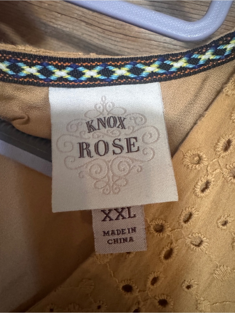 Knox Rose XXL Size 16 Eyelet V-Neck Sleeveless Dress Mustard Boho - Picture 4 of 9